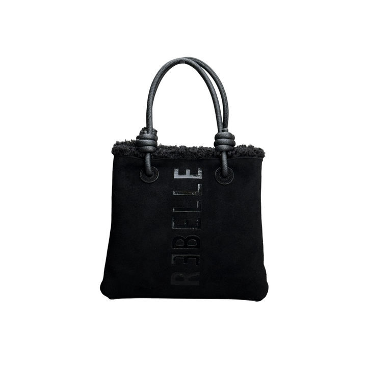 REBELLE Borsa Due Manici Ase Mini Furry Black