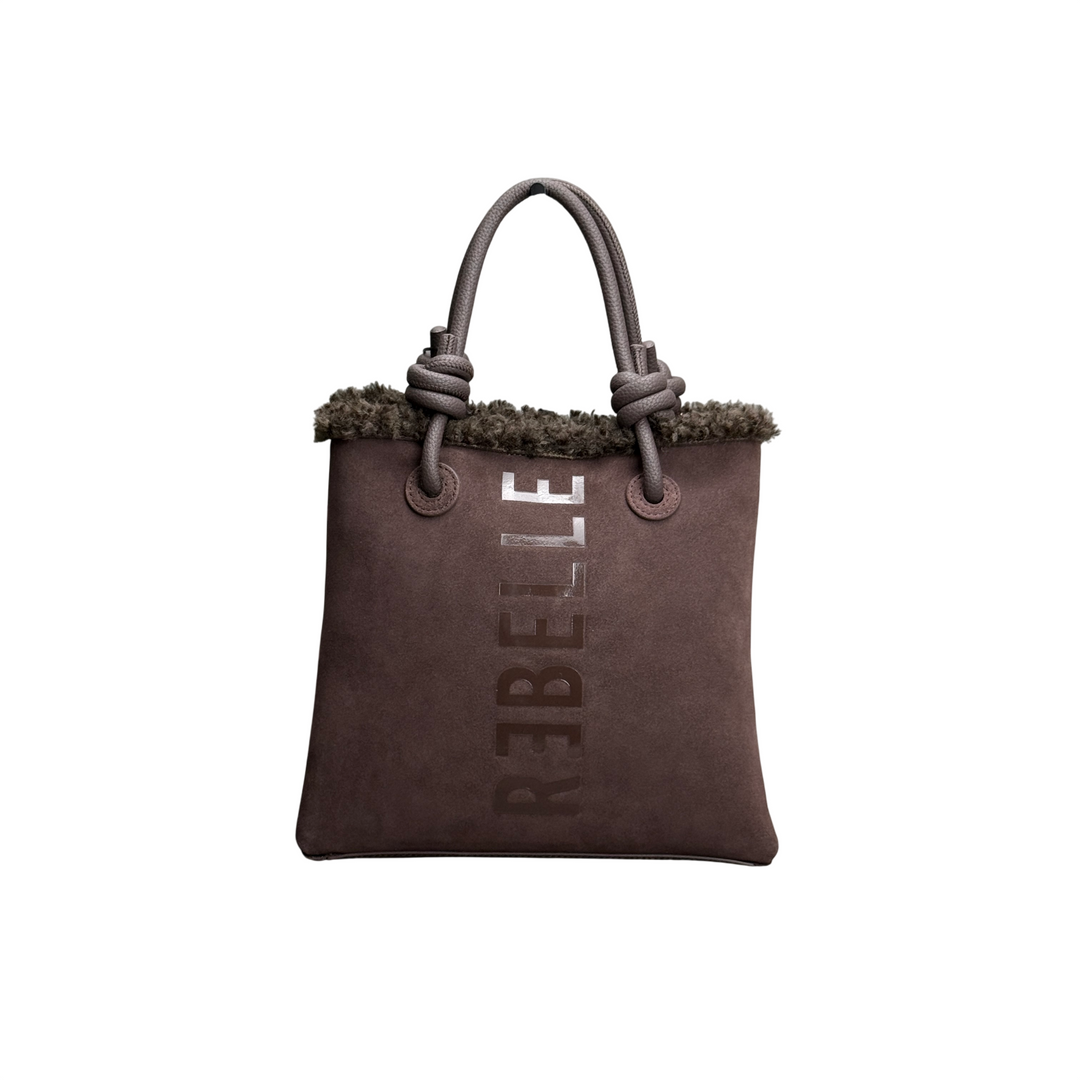 REBELLE Borsa Due Manici Ase Mini Furry Wengè
