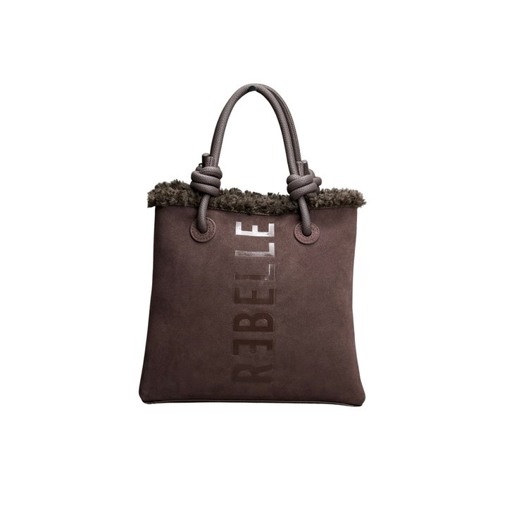 REBELLE Borsa Due Manici Ase Mini Furry Wengè