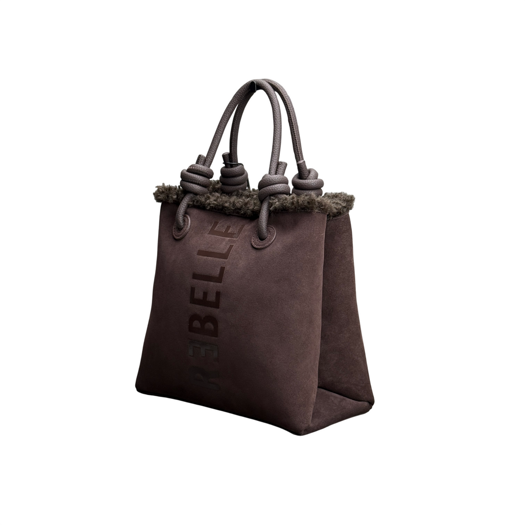REBELLE Borsa Due Manici Ase Mini Furry Wengè