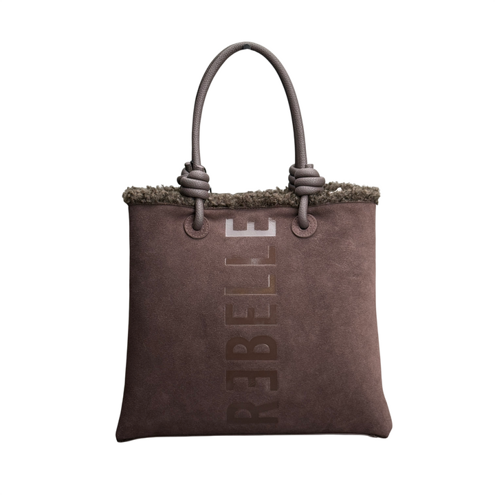 REBELLE Borsa Due Manici Ase Big Furry Wengè