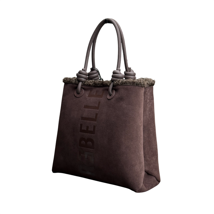 REBELLE Borsa Due Manici Ase Big Furry Wengè