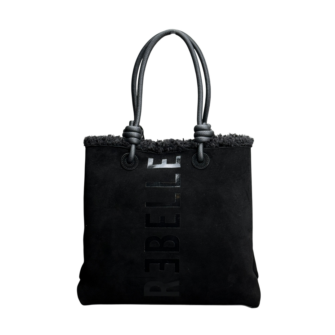 REBELLE Borsa Due Manici Ase Big Furry Black