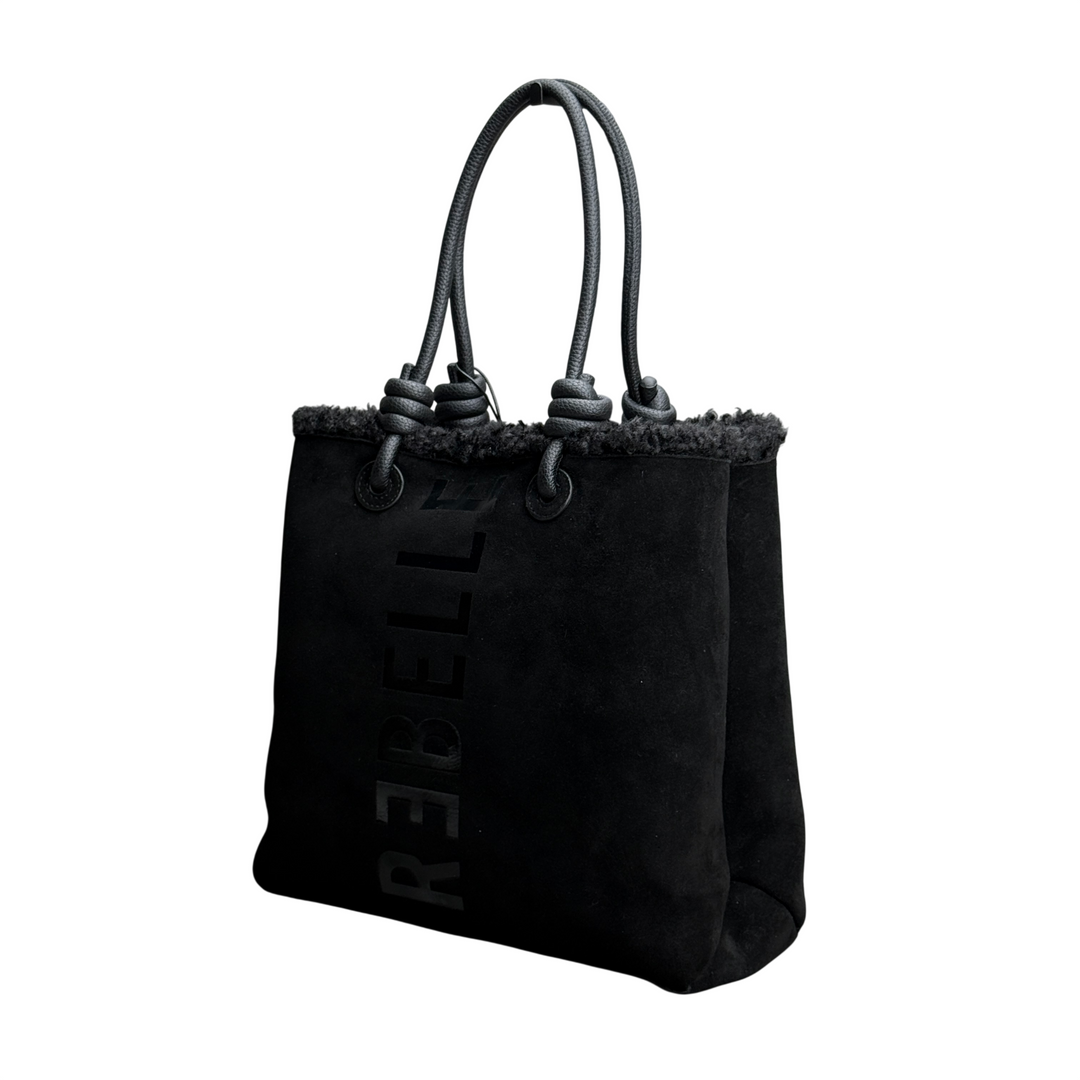 REBELLE Borsa Due Manici Ase Big Furry Black