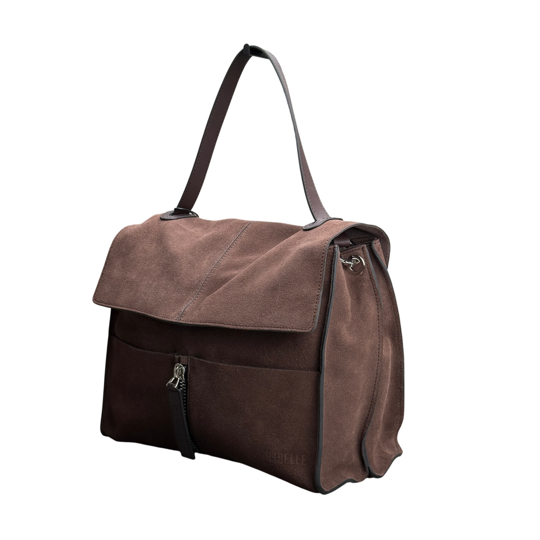 REBELLE Borsa a Spalla Clio Camoscio Wengè