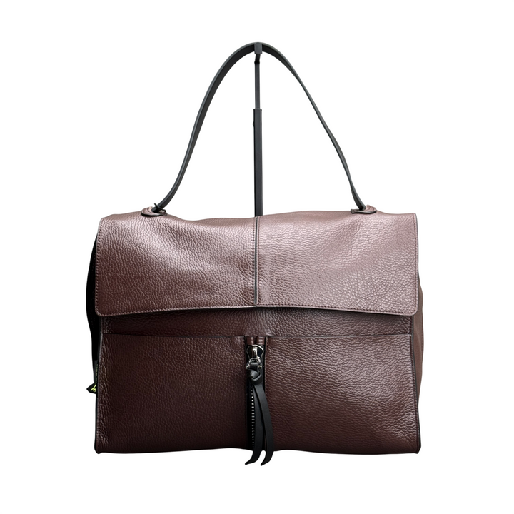 REBELLE Borsa a Spalla Clio Satchel L Pelle Moka