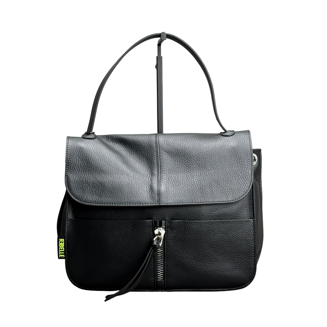 REBELLE Borsa a Spalla Carole Pelle Black