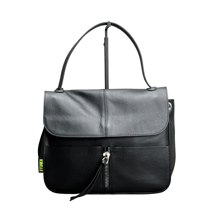 REBELLE Borsa a Spalla Carole Pelle Black