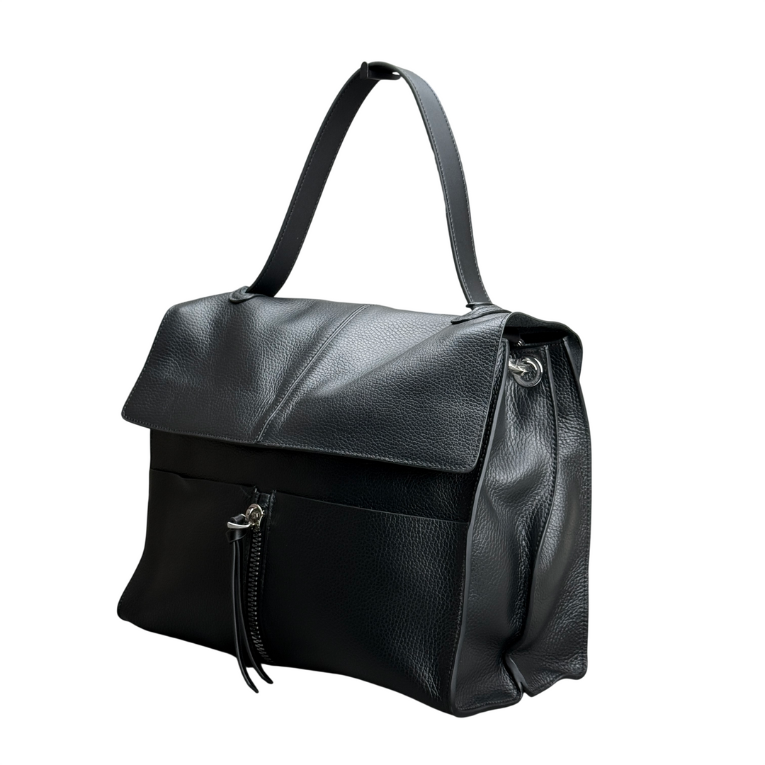 REBELLE Borsa a Spalla Clio Satchel L Pelle Black