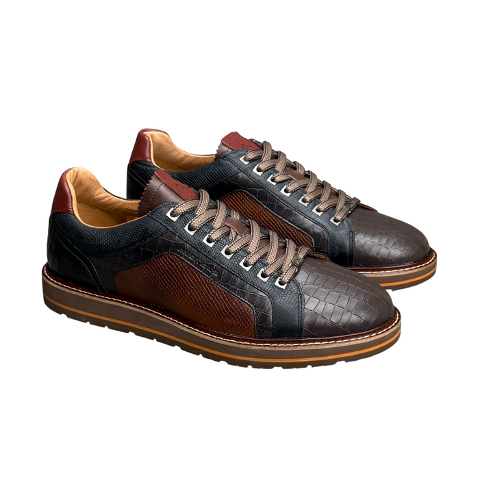 AMBITIOUS Sneaker Ron Artisan Croco Brown