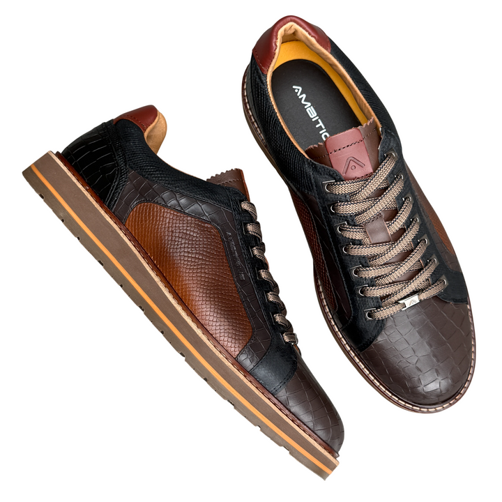 AMBITIOUS Sneaker Ron Artisan Croco Brown