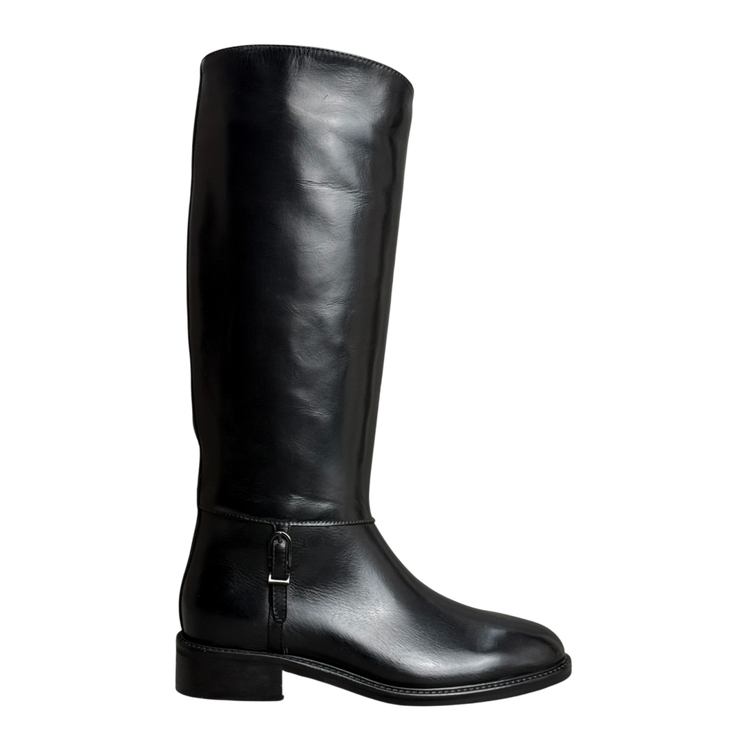J/D Stivale Cavallerizza con Fibbia Nero