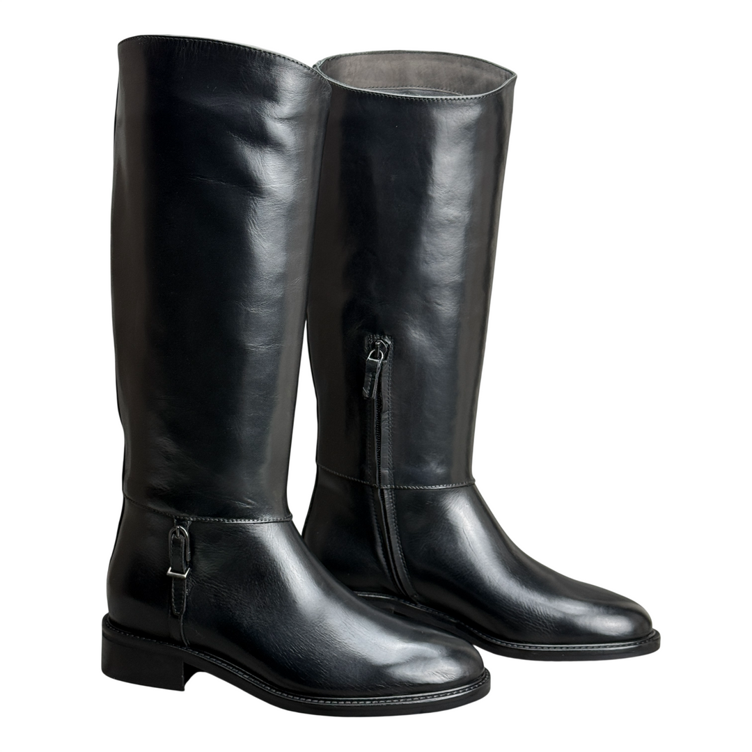 J/D Stivale Cavallerizza con Fibbia Nero