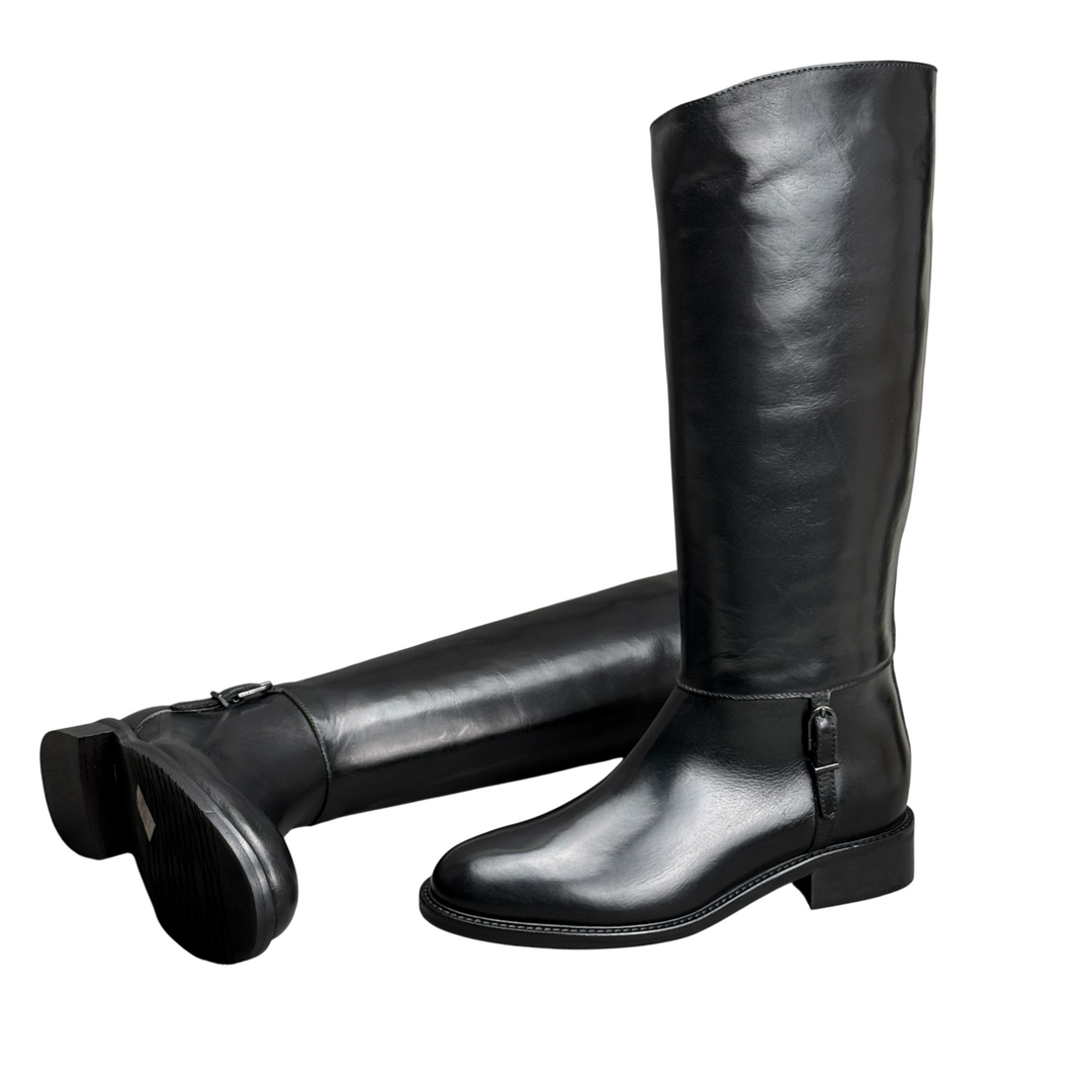J/D Stivale Cavallerizza con Fibbia Nero