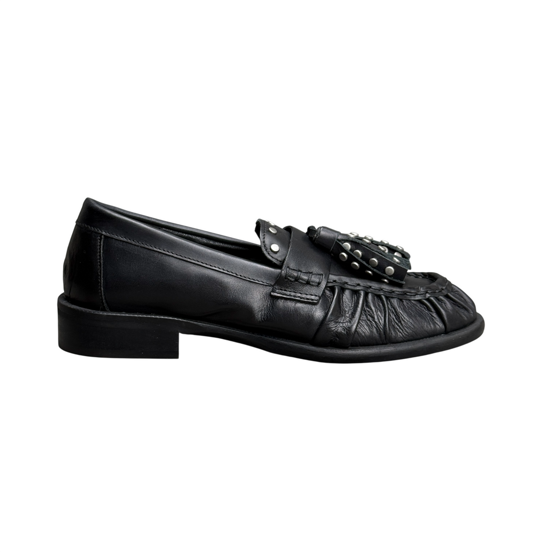 DIVINE FOLLIE Mocassino Arricciato Pelle Nero