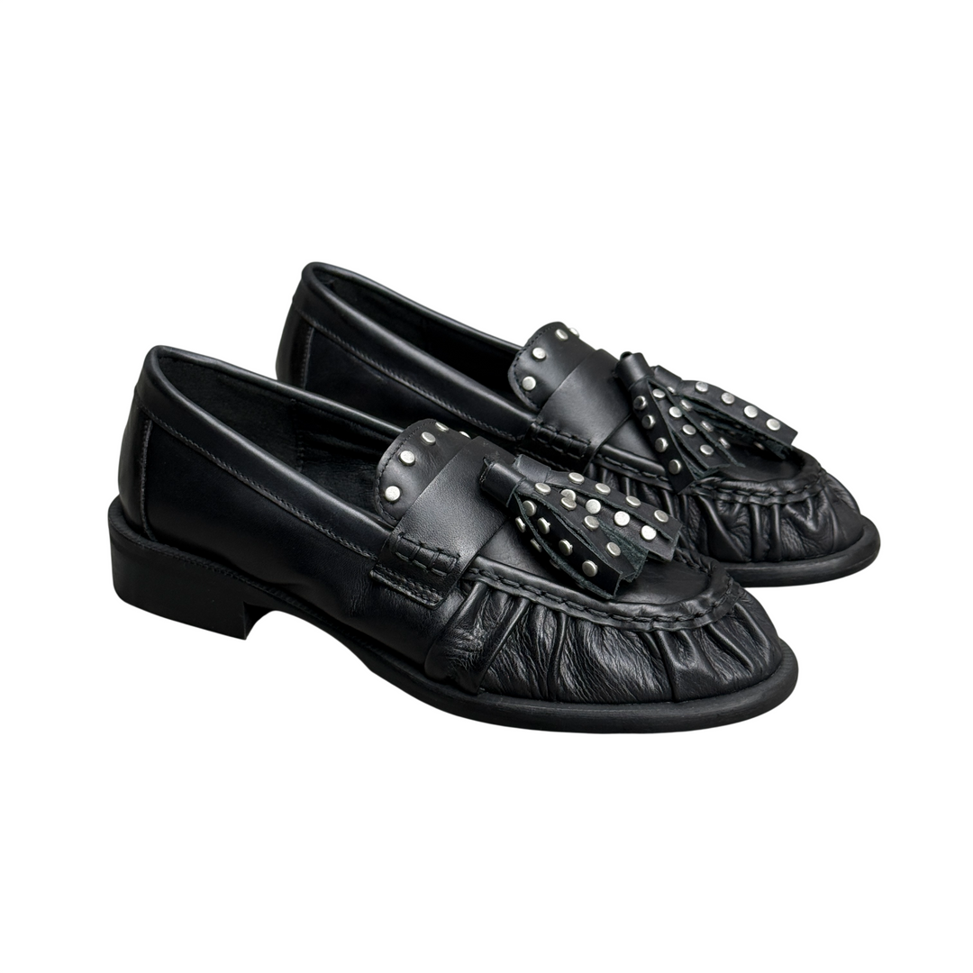 DIVINE FOLLIE Mocassino Arricciato Pelle Nero
