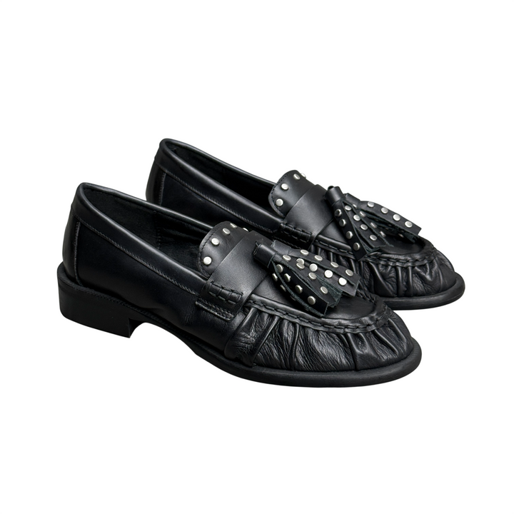 DIVINE FOLLIE Mocassino Arricciato Pelle Nero