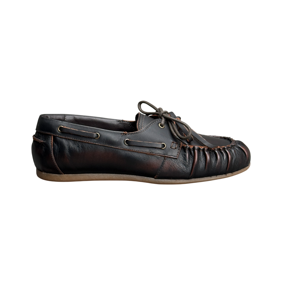 DIVINE FOLLIE Mocassino Barca Arricciato Pelle T. di Moro
