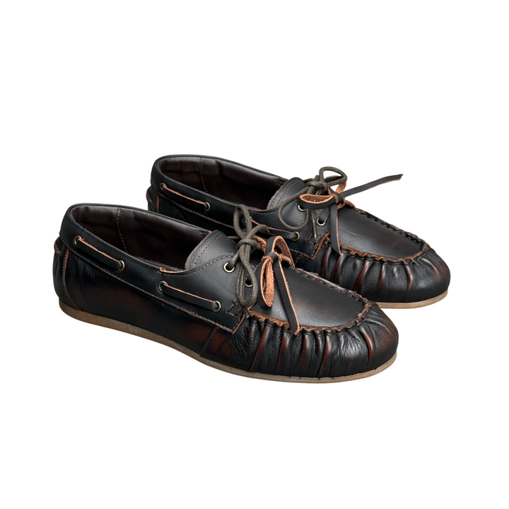 DIVINE FOLLIE Mocassino Barca Arricciato Pelle T. di Moro