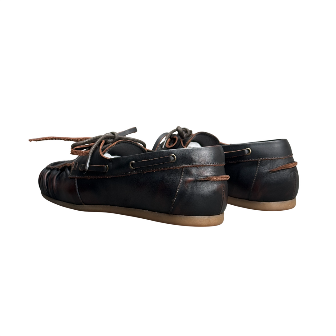DIVINE FOLLIE Mocassino Barca Arricciato Pelle T. di Moro