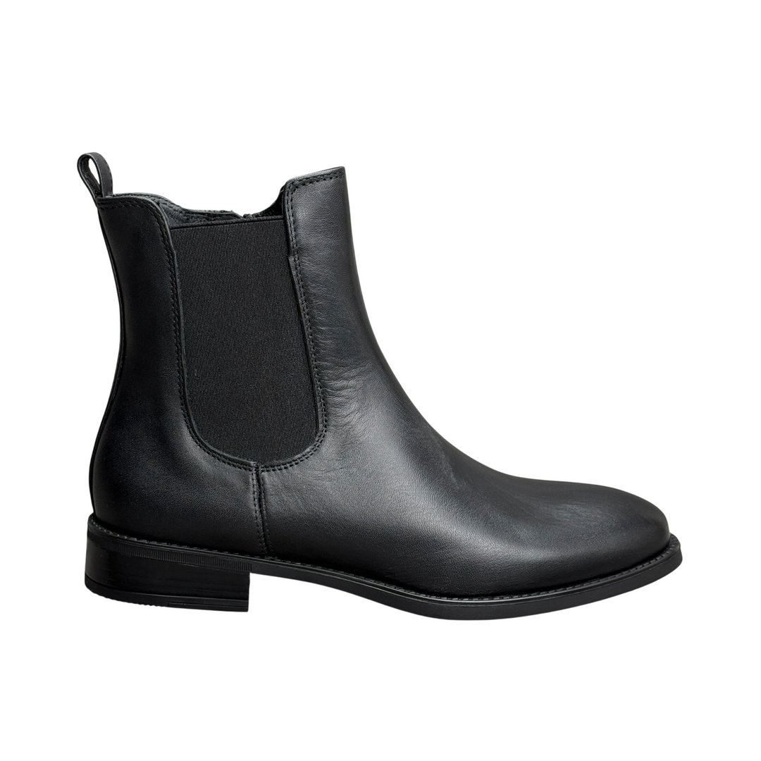 UNISA Black Leather Ankle Boot