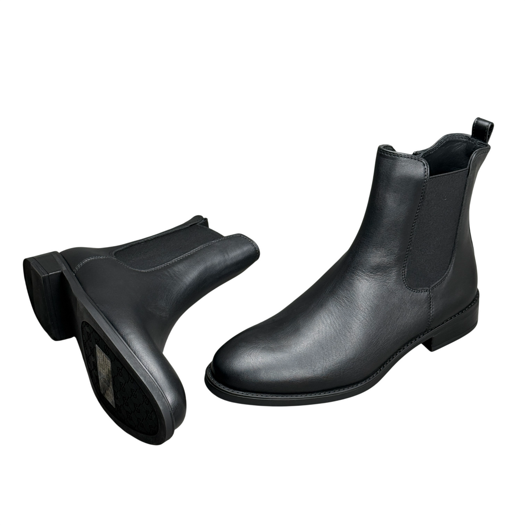 UNISA Black Leather Ankle Boot