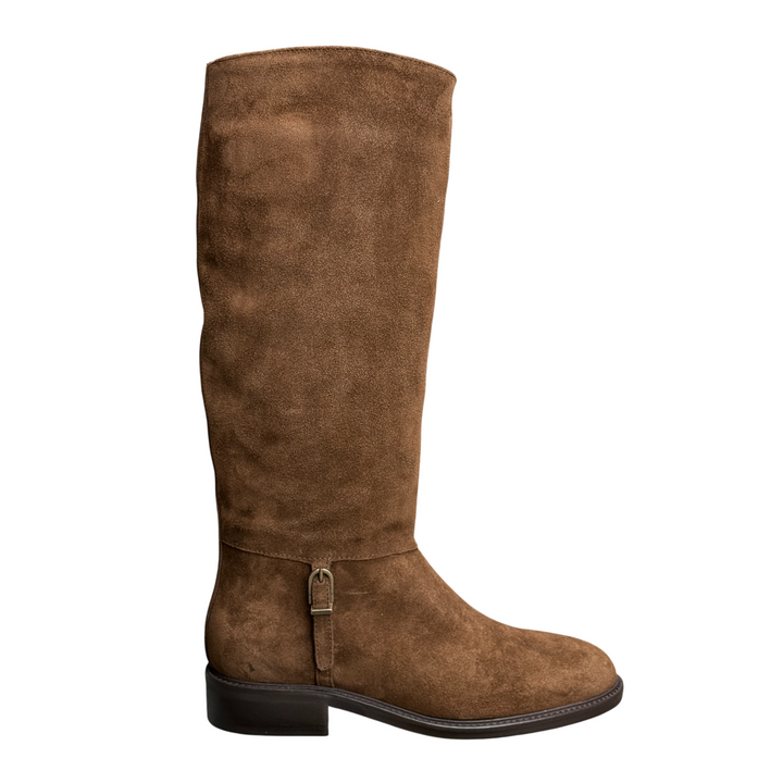 J/D Brown Suede Riding Boot with Buckle