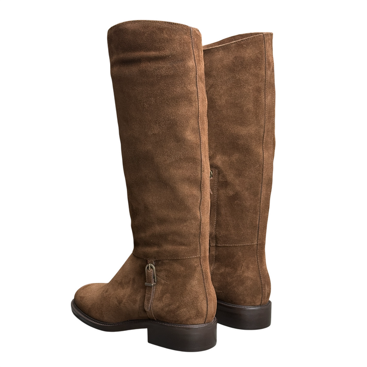 J/D Brown Suede Riding Boot with Buckle