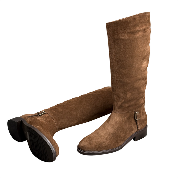 J/D Brown Suede Riding Boot with Buckle