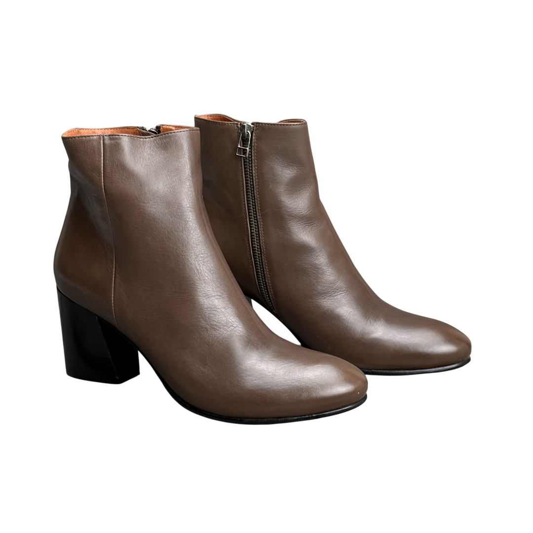 REBECCA WHITE Stivaletto Tacco Pelle Nappa Taupe N. 41