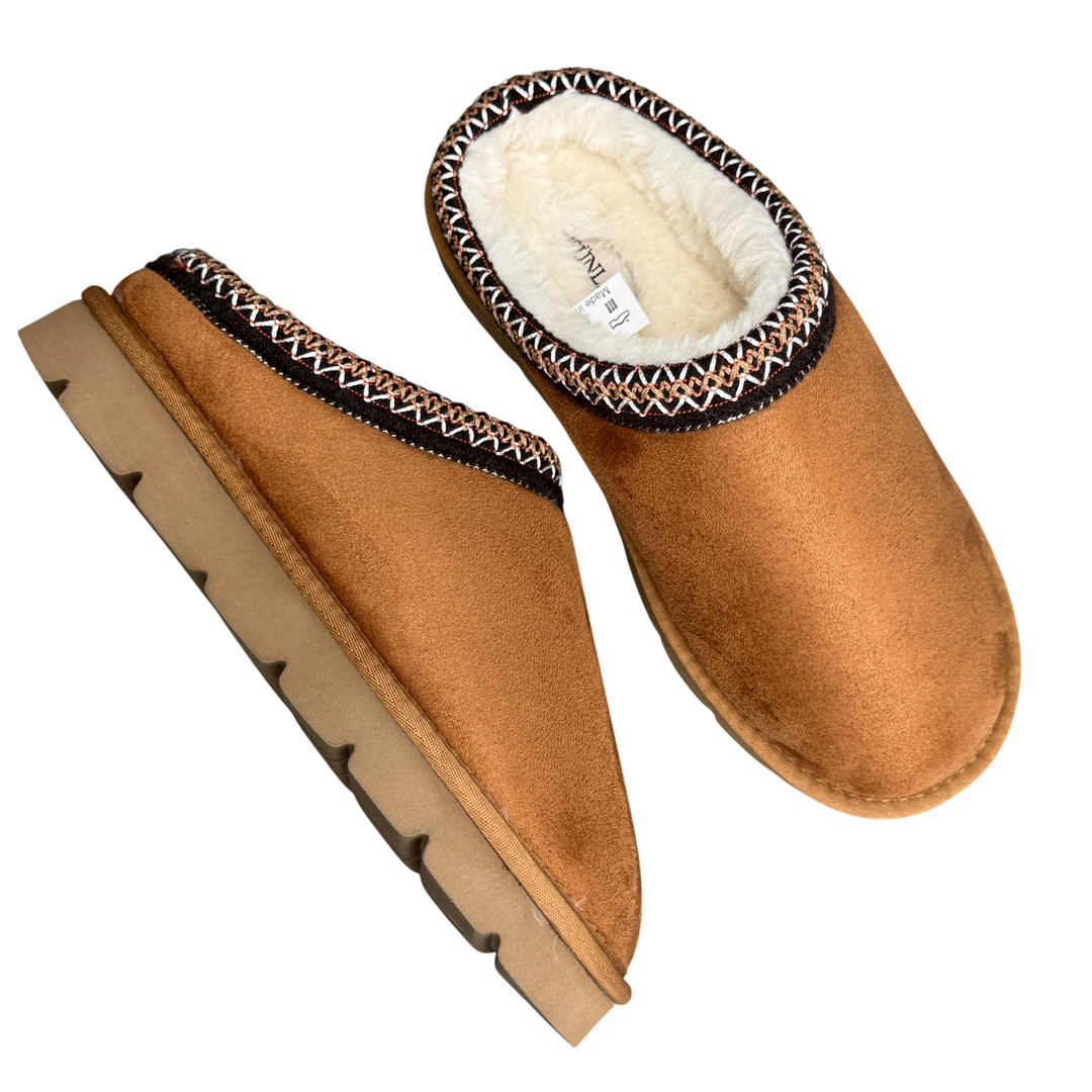 GRUNLAND CHAB Ciabatta Bordo Ricamato e Fodera in Peluche Cuoio