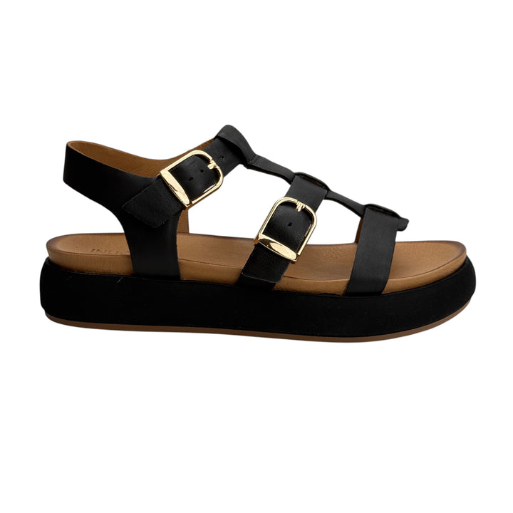 INUOVO SANDALO NERO FIBBIE