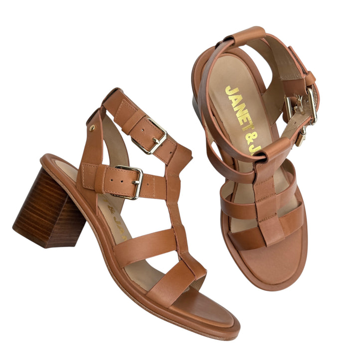 JANET &amp; JANET LEATHER HEEL SANDAL