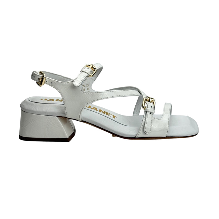 JANET & JANET SANDALO BIANCO FIBBIE