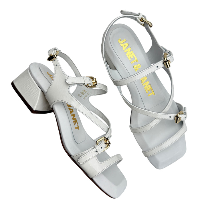 JANET & JANET SANDALO BIANCO FIBBIE