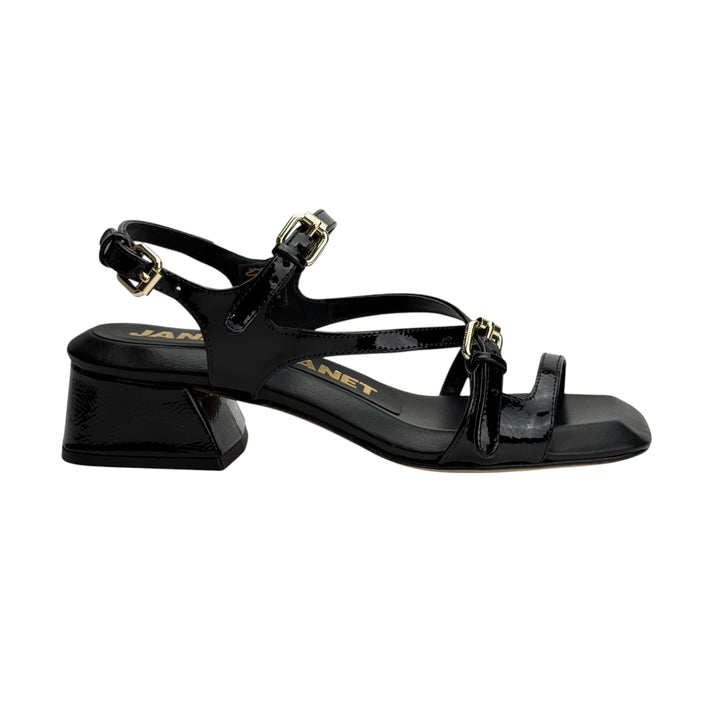 JANET & JANET SANDALO NERO FIBBIE