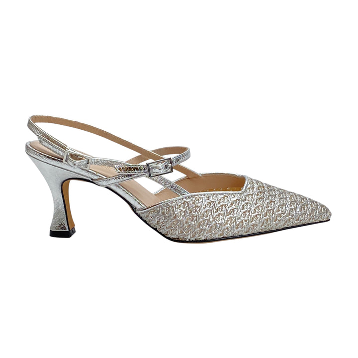 BRERA SLINGBACK TESSUTO RAFIA ARGENTO