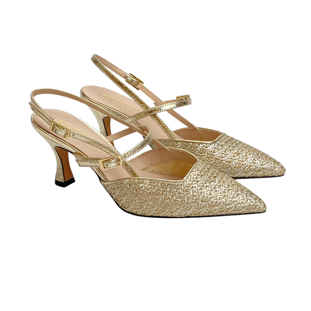 BRERA Slingback Tessuto Rafia Platino