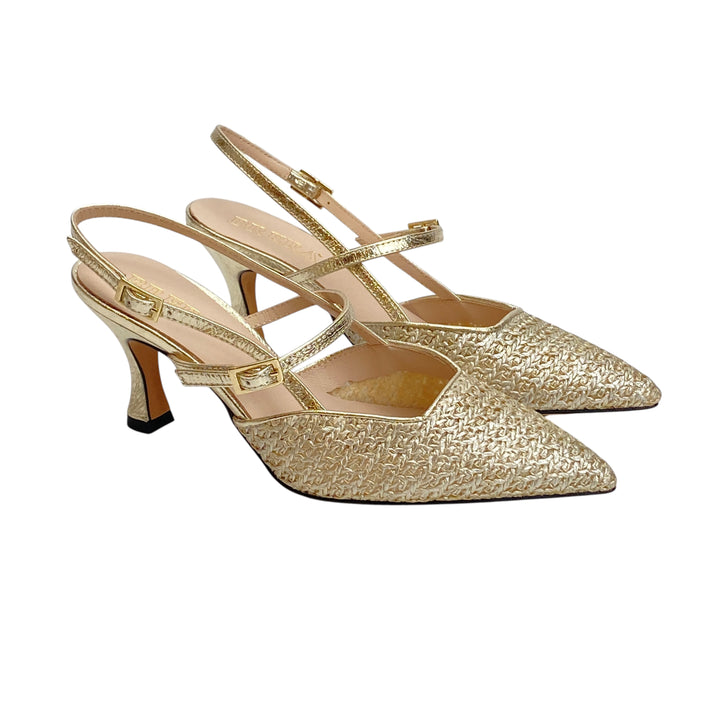 BRERA Slingback Tessuto Rafia Platino