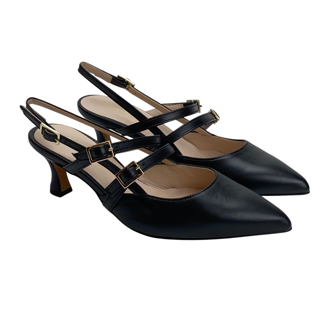 BRERA Slingback Doppio Cinturino Nero