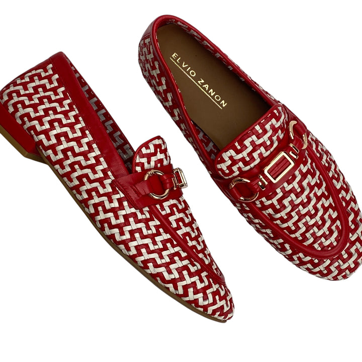 ELVIO ZANON MOCASSINO INTRECCIO ROSSO