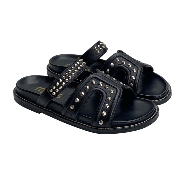 MJUS BLACK STUDDED SLIPPER
