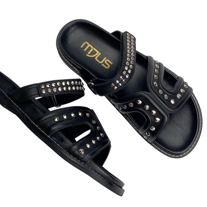 MJUS BLACK STUDDED SLIPPER