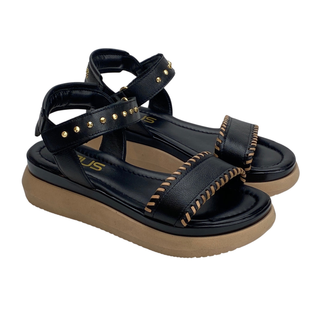 MJUS BLACK WEDGE SANDAL