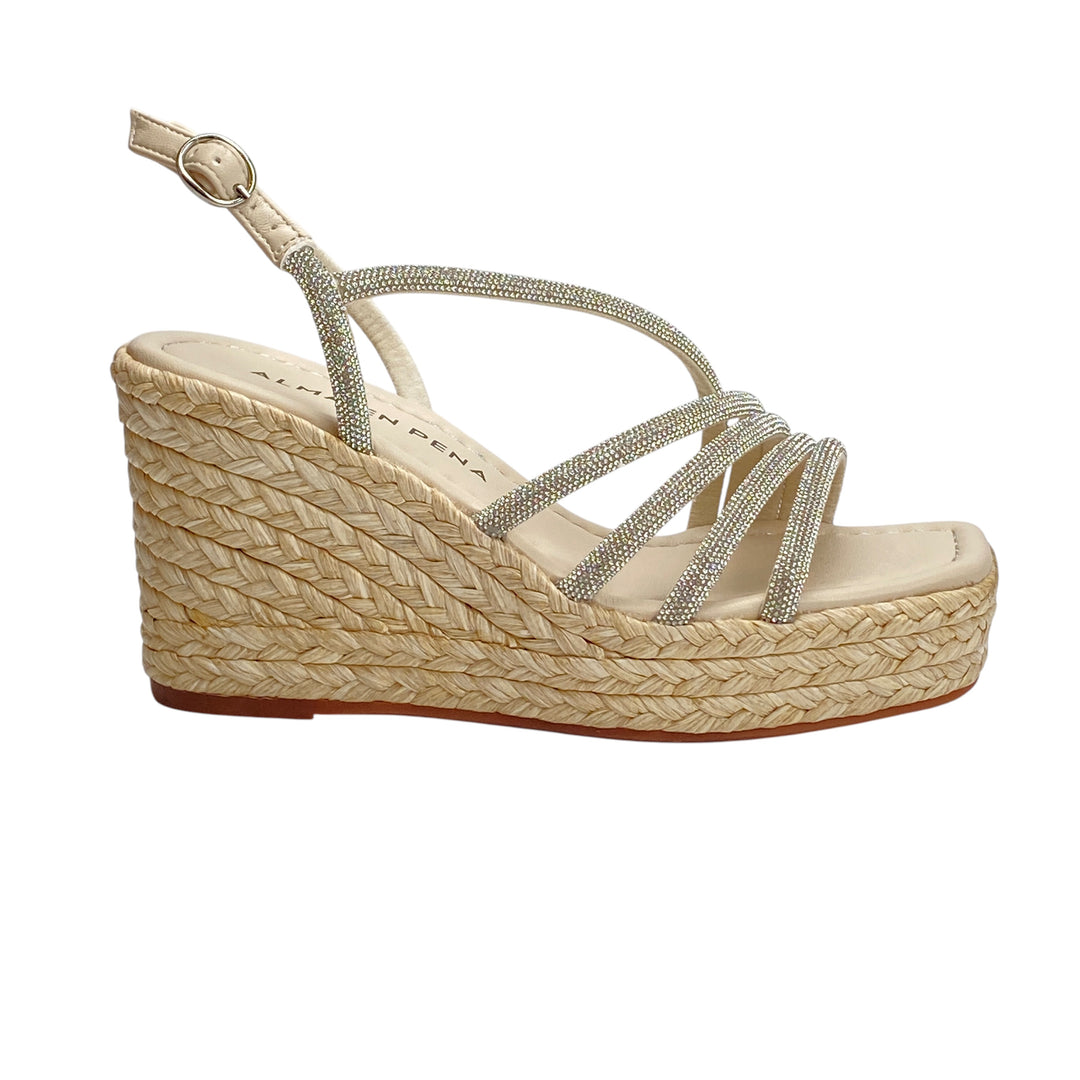 ALMA EN PENA Sandalo Zeppa Strass Argento