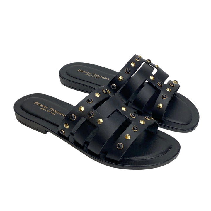 TUSCAN WOMEN'S BLACK STUDDED SLIPPER