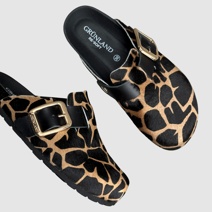GRUNLAND Ciabatta SARA punta chiusa animalier