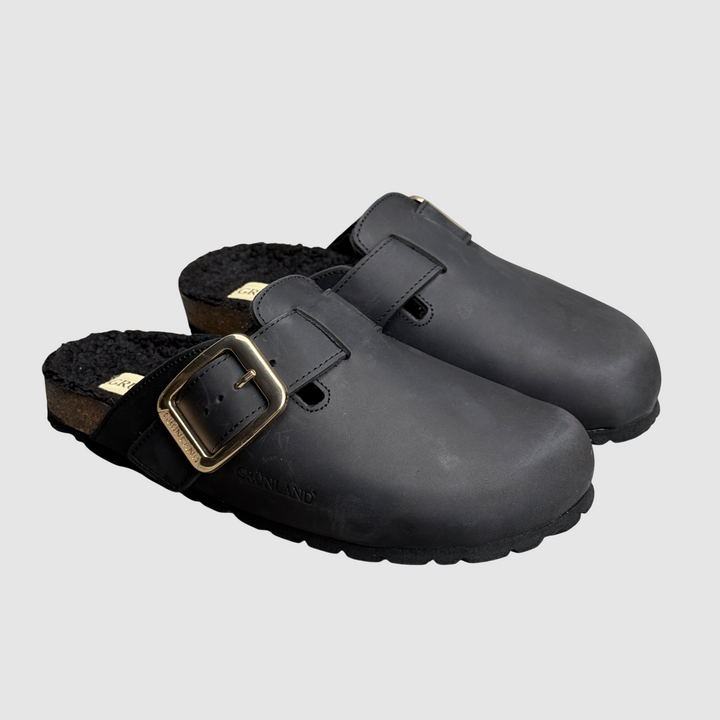 GRUNLAND Ciabatta SARA punta chiusa maxi-fibbia NERO