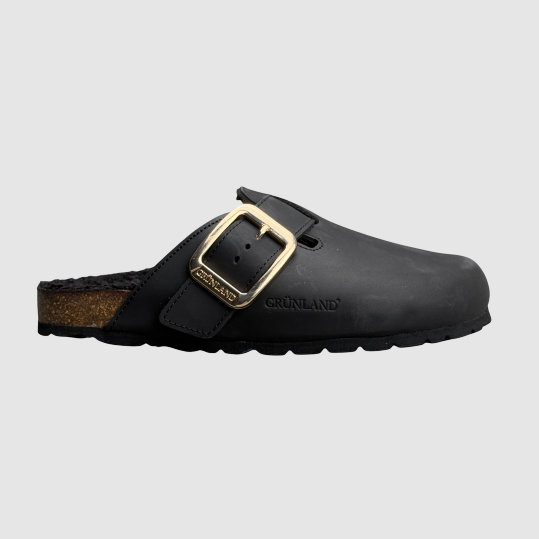 GRUNLAND Ciabatta SARA punta chiusa maxi-fibbia NERO