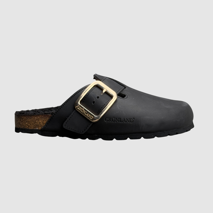 GRUNLAND Ciabatta SARA punta chiusa maxi-fibbia NERO